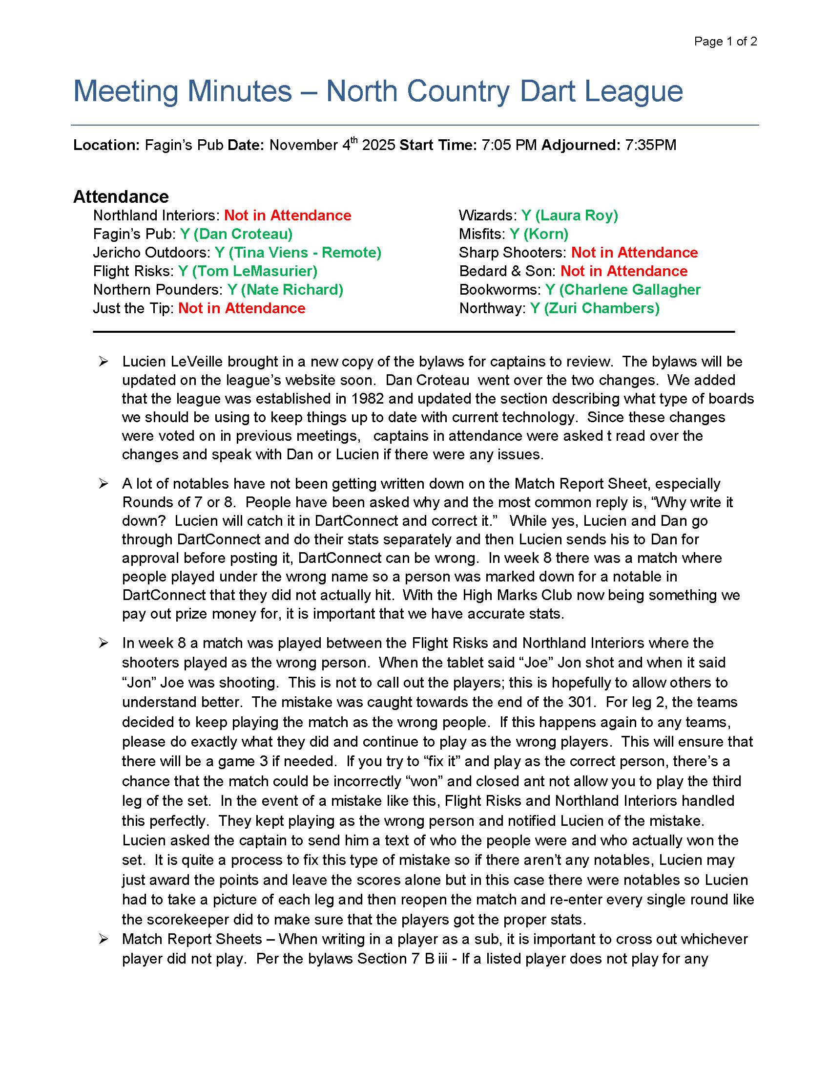 November 2025 Meeting Minutes